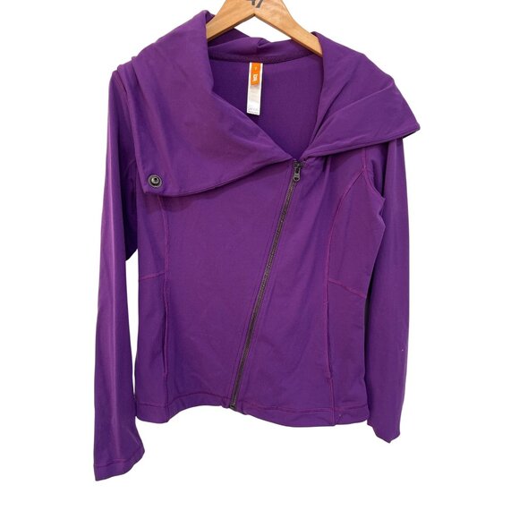 Lucy Jacket Size Medium Asymmetrical Zip Long Sleeve Purple Funnel Neck Sporty - Picture 1 of 7